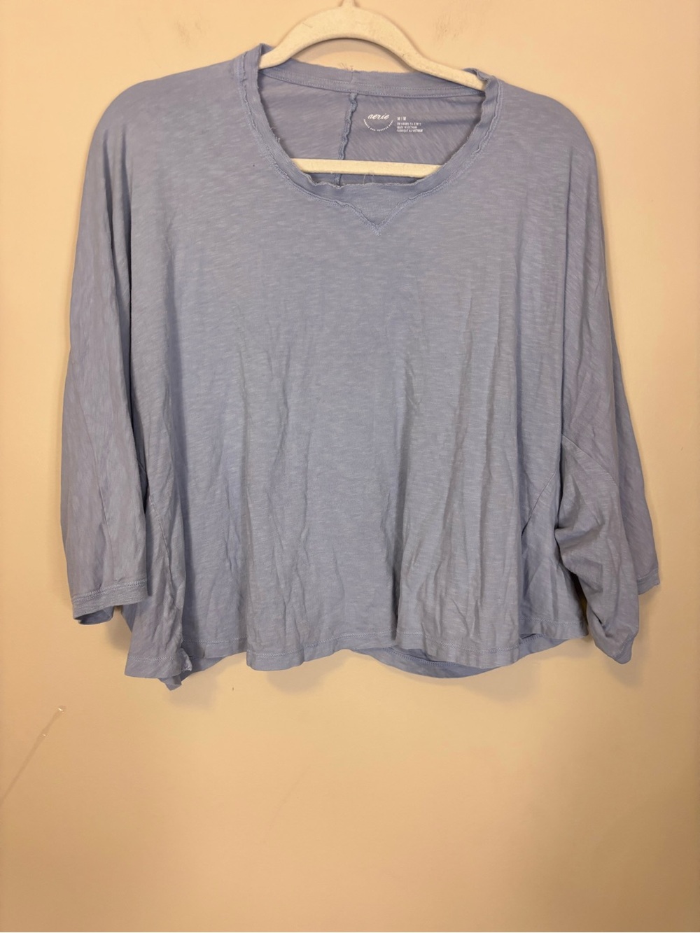 aerie Light Blue Long Sleeve Oversized Boxy Tee Medium